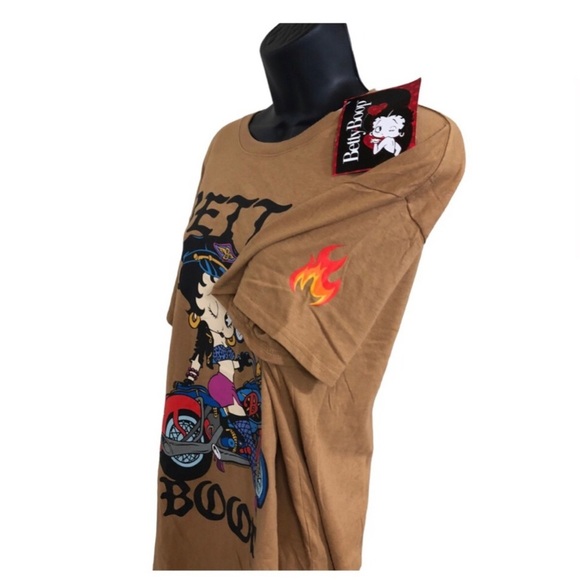 Betty Boop brown hot winking betty on motorcycle t-shirt size XL‎ new - Picture 4 of 9